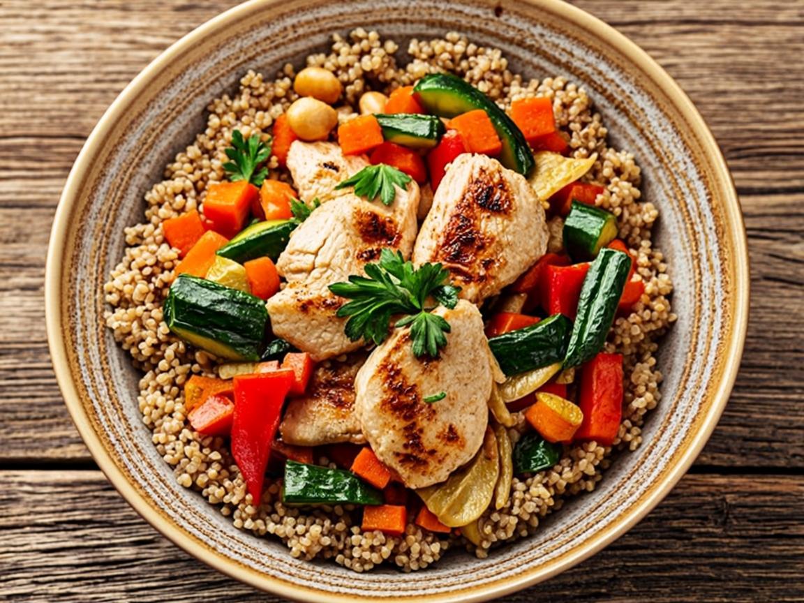 Nourishing grain bowl with roasted vegetables